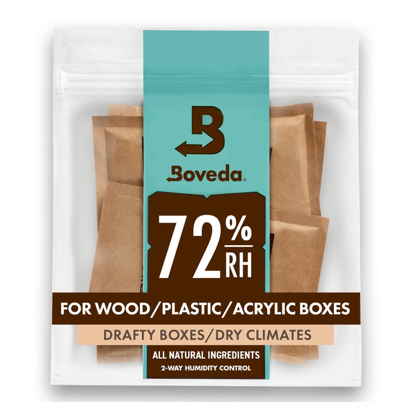 Boveda 72% Two-Way Humidity Control Packs For Wood Humidifier Boxes - Size 60 - 4 Pack - Moisture Absorbers - Humidifier Packs - Hydration Packets in Resealable Bag - Image 1